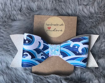 Japanese Style Waves Glitter Bow