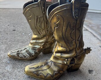 Vintage cast-iron cowboy boots set of two