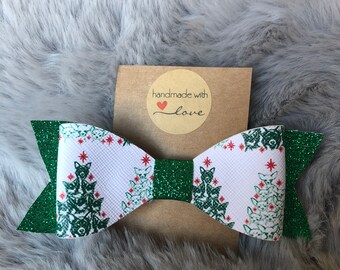 Holiday Dogs in Trees Glitter Bow