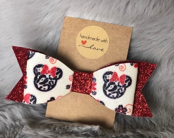 Disney Inspired Minnie Mouse Red Glitter Bow