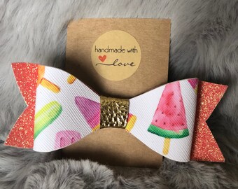 Summer Snacks Salmon Glitter Bow