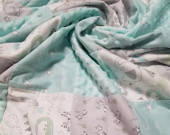 Toddler Blanket Mint Zebra