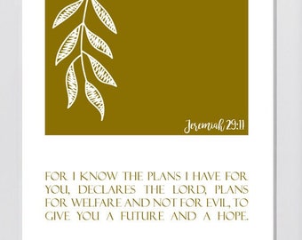 Jeremiah 29:11 For I know the Plans I have for you | Digital Print | Wall Art Baby shower gift printable