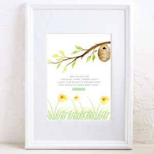 I Am I Can I Ought I Will Charlotte Mason Motto Printable | Homeschool Wall Art | Nature Bees Flowers | Print from Home