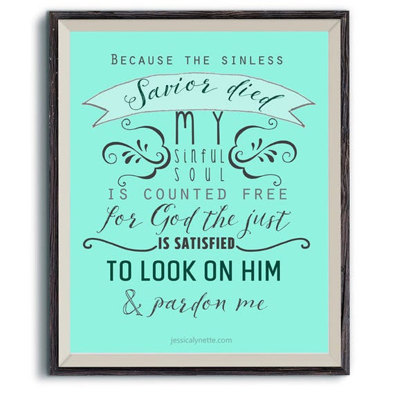 Hymn Lyrics from Before the Throne of God Above | Because the Sinless Savior Died | Encouraging Printable Home Decor Wall Art