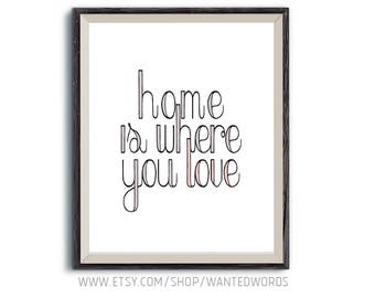 Home is Where You Love | Minimalist Print | Home Sweet Home | Housewarming Gift | Digital Printable Wall Art