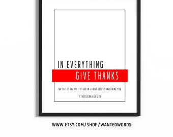 In Everything Give Thanks | Printable Bible Verse Wall Art | 1 Thess 5:18