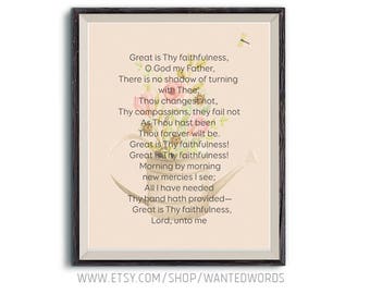 Great is Thy Faithfulness | Hymn Lyrics | Hymn Study | Printable Art | Encouraging Christian Home Decor | Watering Can with Flowers