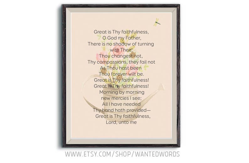 Great is Thy Faithfulness Hymn Lyrics Hymn Study - Etsy UK