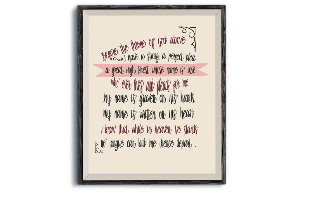 Before The Throne Of God Above Hymn Lyrics Printable Wall Etsy