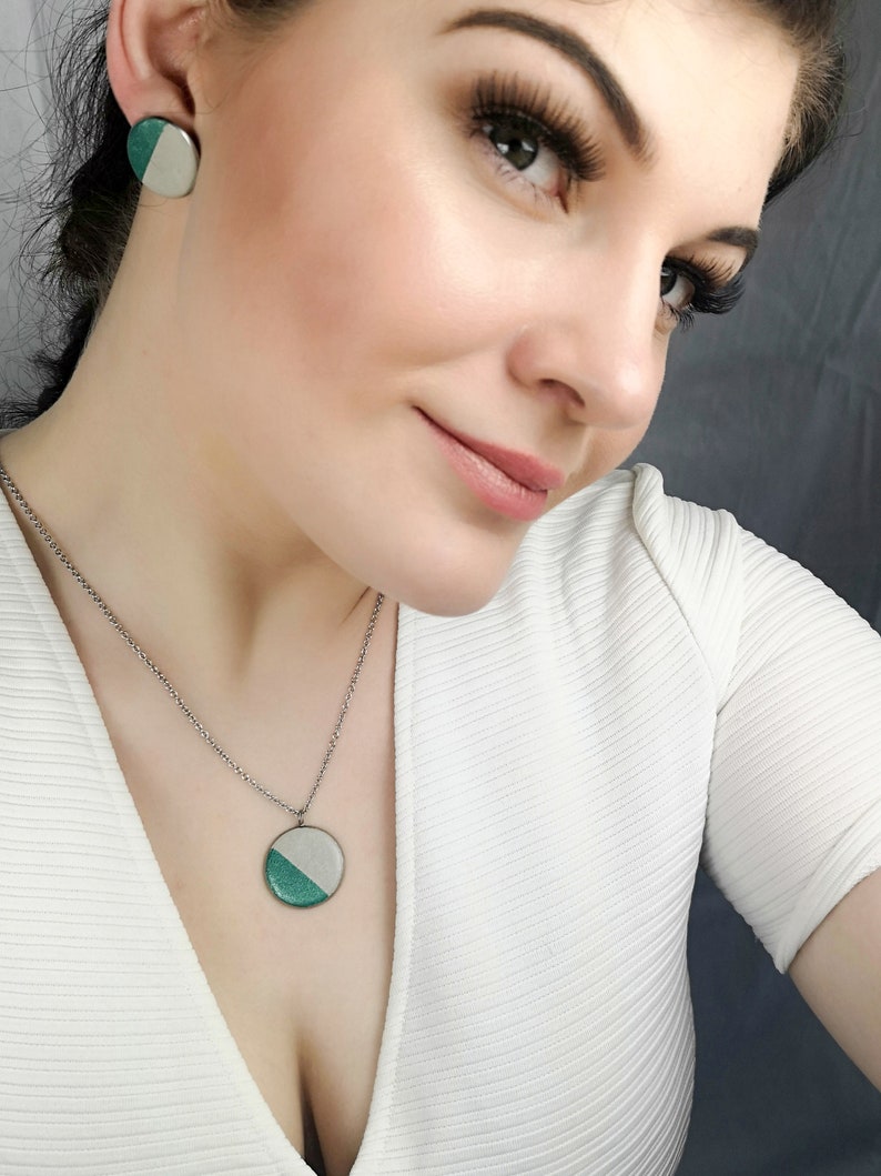 Concrete jewelry Blau Black Charm Stainless Steel Hypoallergen Necklace