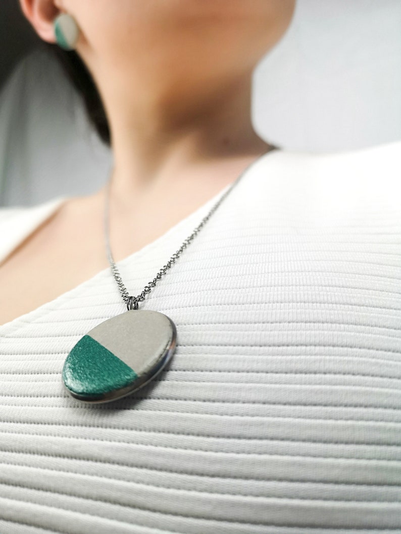 Concrete jewelry Blau Black Charm Stainless Steel Hypoallergen Necklace