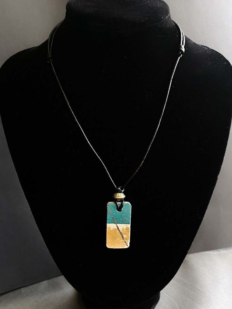 Einzelst\u00fcck Concrete handmade necklace/_ concrete handmade necklace jewelry Jewelry leather Handgemalt/_ leather handpainted
