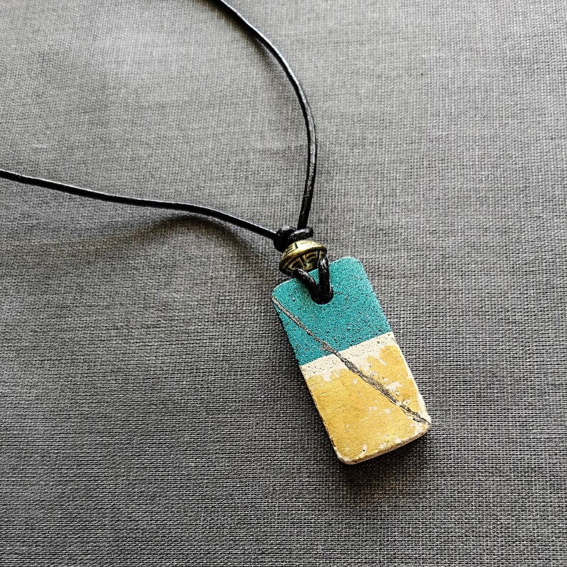 Einzelst\u00fcck Concrete handmade necklace/_ concrete handmade necklace jewelry Jewelry leather Handgemalt/_ leather handpainted