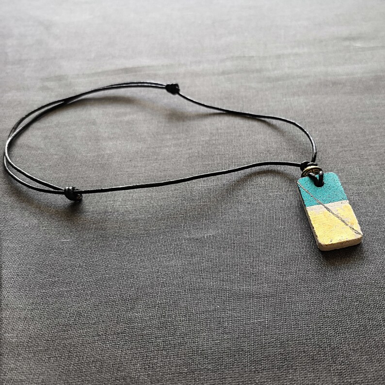 Einzelst\u00fcck Concrete handmade necklace/_ concrete handmade necklace jewelry Jewelry leather Handgemalt/_ leather handpainted