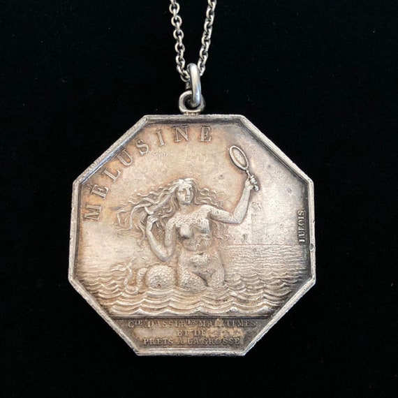 Antique French Mermaid medallion