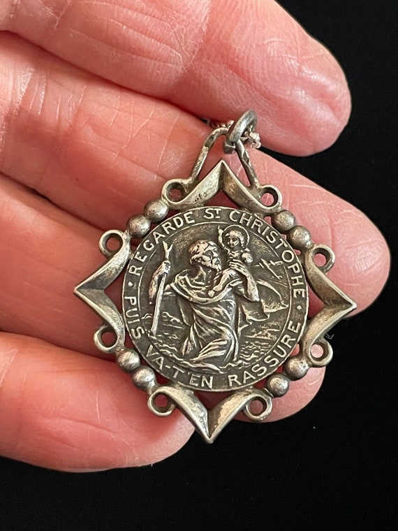 Rare Antique French Saint Christopher Medal St Ch… - image 2