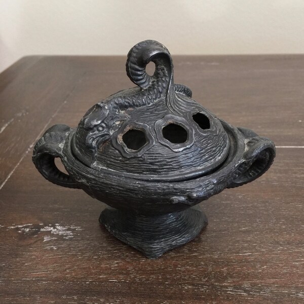 CYBER MONDAY SALE antique mythical beast sea serpent wyvern incense burner dragon