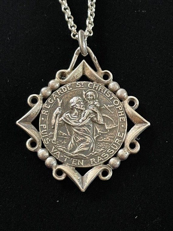 Rare Antique French Saint Christopher Medal St Ch… - image 1