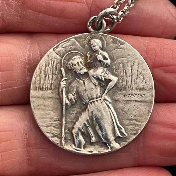 Antique French Saint Christopher Medal 
