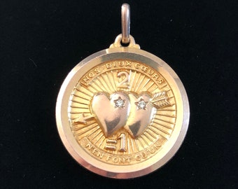 antique french love token necklace