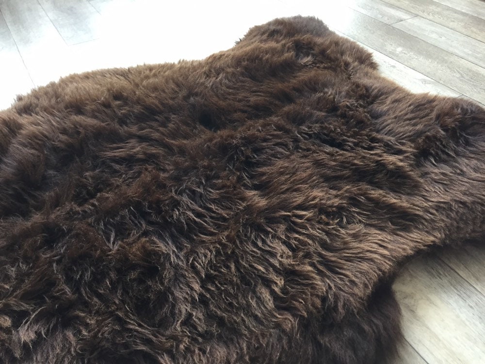 Waterproof Sheepskin rug soft pelt real sheep skin brown