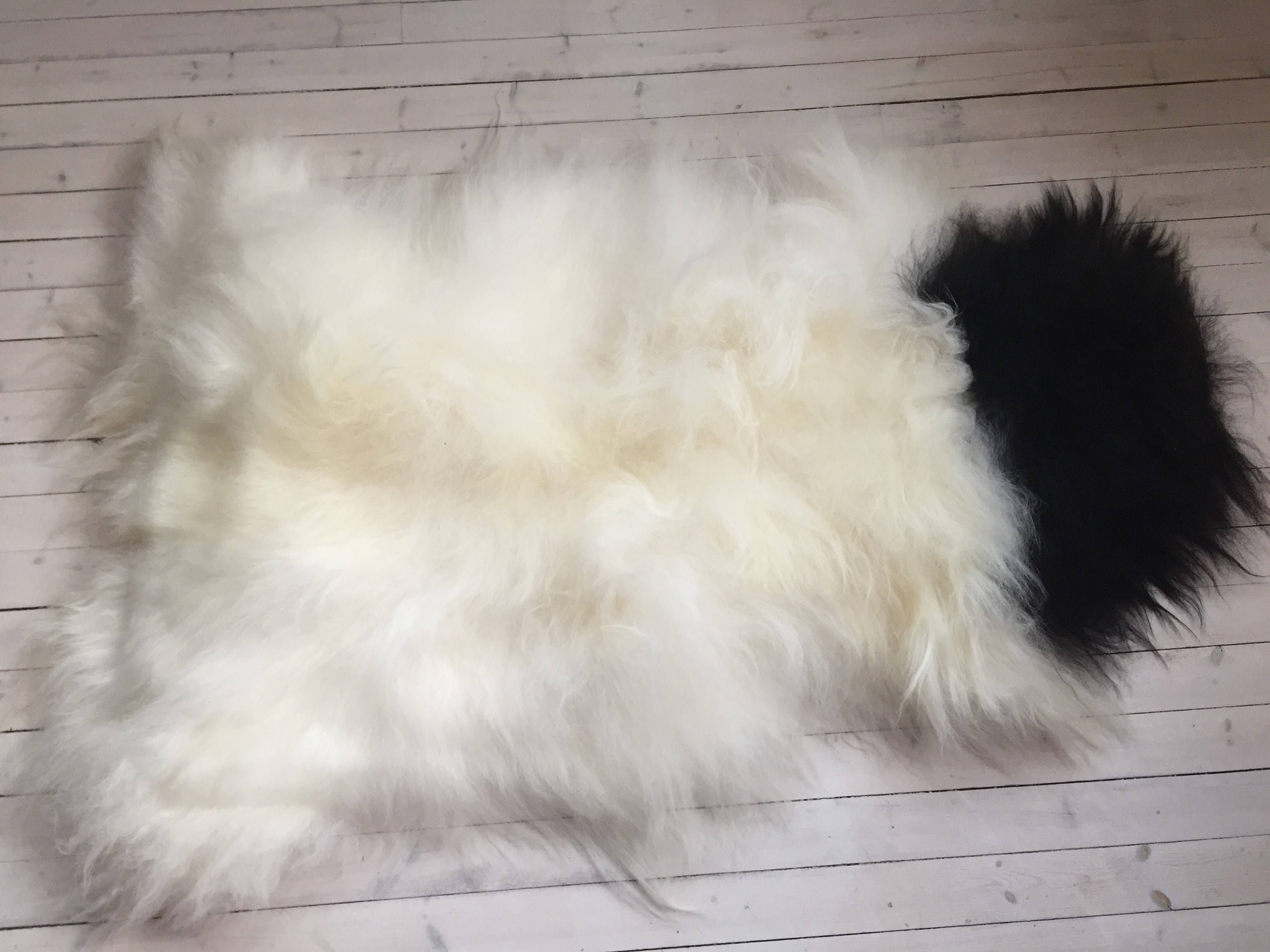 White Black Yellow Long Haired Sheepskin Rug Spael Sheep Skin