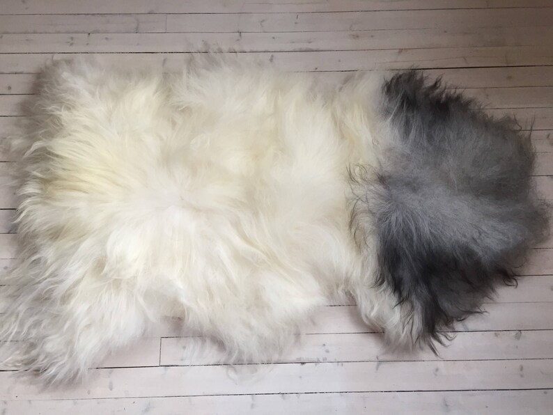 White Grey Long Haired Large Sheepskin Rug Spael Sheep Skin Etsy