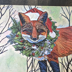 Holiday Fox Card [Set of 5 or 10]: Christmas Card, Winter Card, Fox Card, Wildlife Card, Greeting Card, Snowy Card, Tree Card, Oklahoma