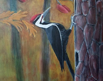 Woodpecker Card [Set of 4], Autumn Card, Fall Card, Bird Card, Leaf Card,  Friend Card, Thank You Card, Tree Card, Leaves Card, Foliage