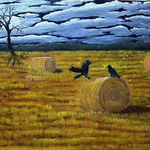 Cartão de corvo [cartão único], cartão de Halloween, cartão de campo, cartão de outono, cartão de outono, cartão de árvore, cartão de luar, cartão de pássaro, cartão assustador, cartão assustador