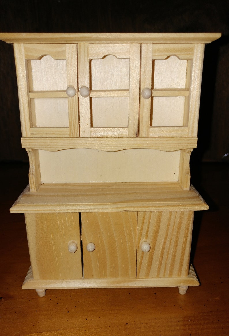 Unfinished Wood Pine Cabinet W Opening Doors Dollhouse Miniatures