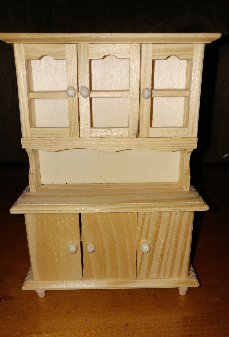 Unfinished Wood Pine Cabinet W Opening Doors Dollhouse Miniatures