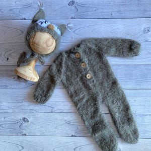 Newborn Owl Photo Prop, Mohair Knit Owl Outfit, Owl Bonnet, Owl Costume Baby Photography, Newborn Gift