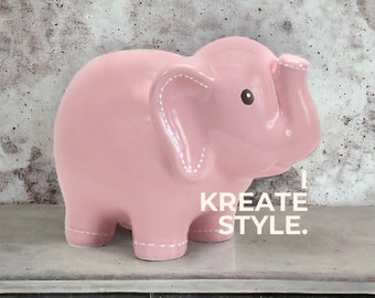 Personalized Elephant Piggy Bank PINK | Handcrafted Ceramic | IKREATESTYLE Pretty in Pink