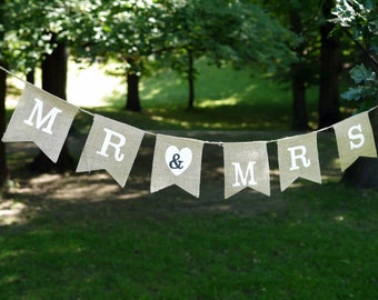 Vintage, Pennant, Mr. & Mrs., jute, wedding