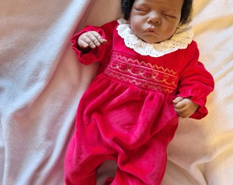 Reborn style Afro Caribbean Baby Girl Doll - Camilla. Soft bodied approx 50cm.