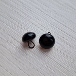 7-8mm Jet Black Boot Button Style Teddy Eyes on Hoops Code JBH