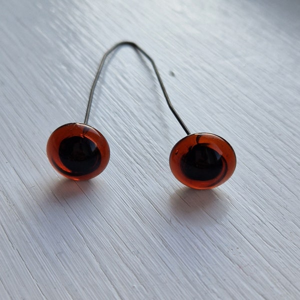 1 x paire d'yeux en peluche ambrés de 15 mm sur fils