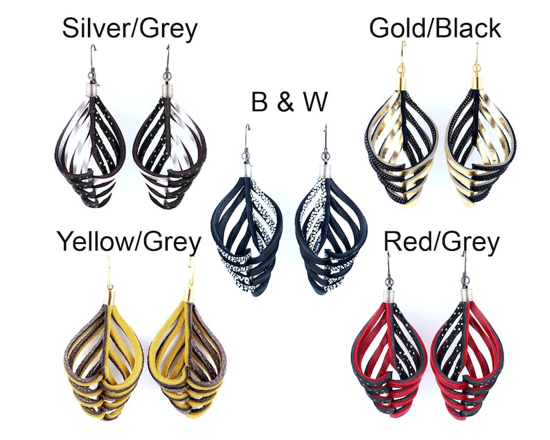Large Earrings Statement Earrings Big Lightweight Earring Bold Statement Jewelry Leather Earrings Long Dangle Earrings Yellow Earring