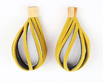 Yellow Statement Earrings, Large Yellow Earrings, Statement Jewelry, Long earrings, Hypoallergenic Earrings, Lightweight Statement earrings