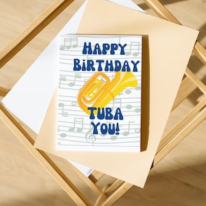 Printable Birthday Card Happy Birthday Tuba You Download Band Music Teen Adult Child Instruments