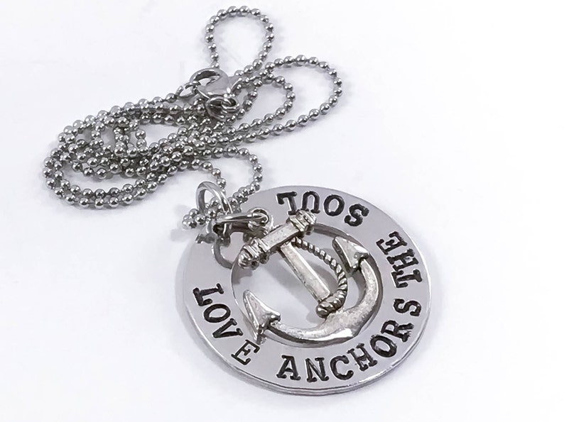 Love Anchors The Soul Necklace Personalized Hand Stamped Etsy