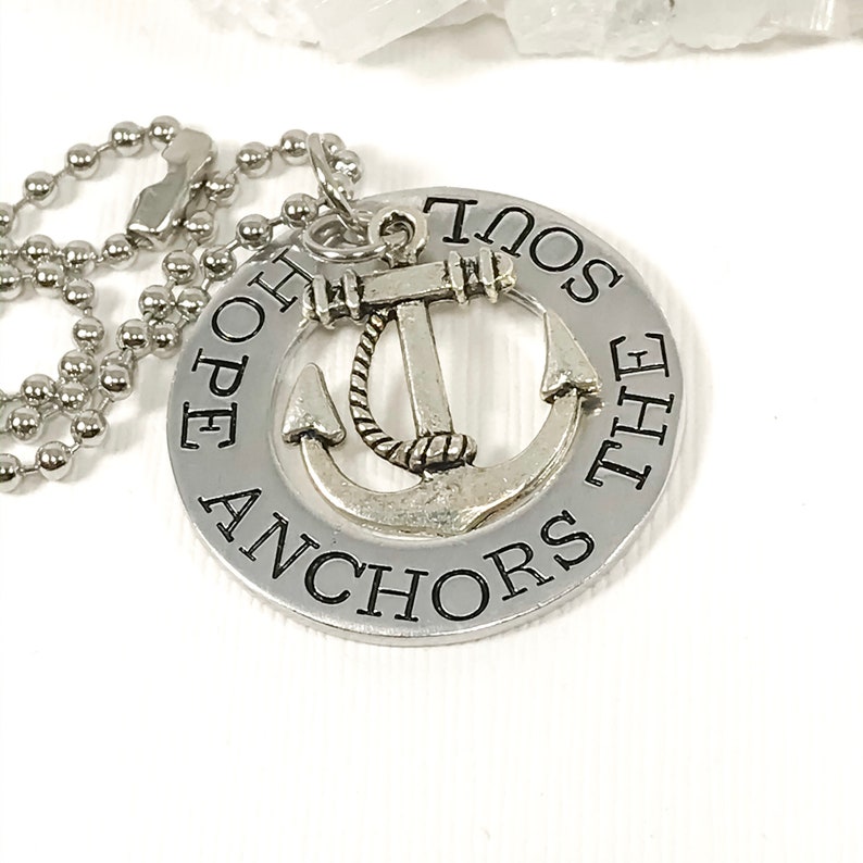 Hope Anchors the Soul Necklace Pendant Bible Verse Jewelry Etsy