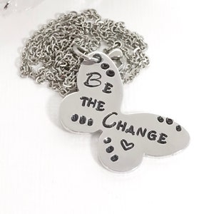 Be The Change Inspirational Necklace - Spiritual Quote Necklace Gift For Yoga Teacher - Graduation Gift