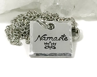 Namaste Necklace - Lotus Flower - Minimalist Necklace - Yoga Teacher Gift