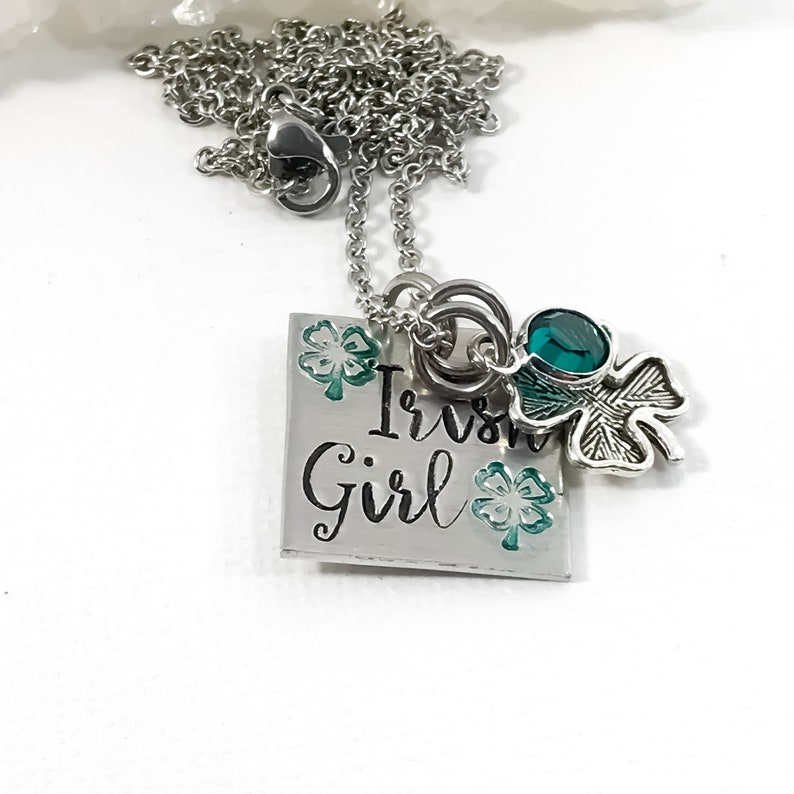 Irish Girl Hand Stamped Charm Necklace Irish Dancer Jewelry Gift For Irish Girlfriend