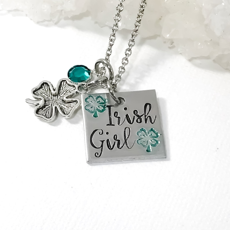 Irish Girl Hand Stamped Charm Necklace Irish Dancer Jewelry Gift For Irish Girlfriend