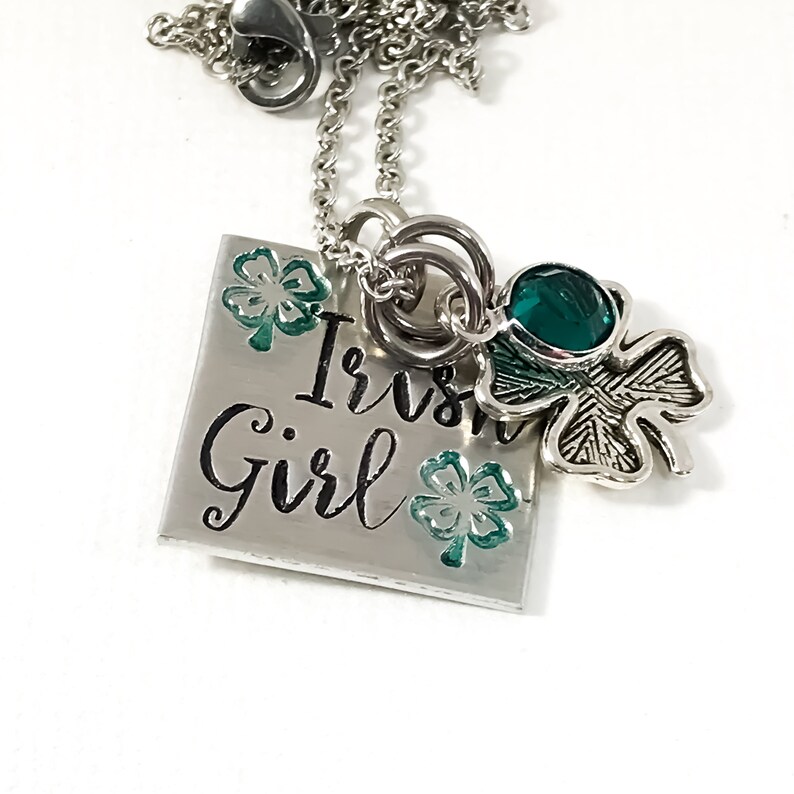 Irish Girl Hand Stamped Charm Necklace Irish Dancer Jewelry Gift For Irish Girlfriend