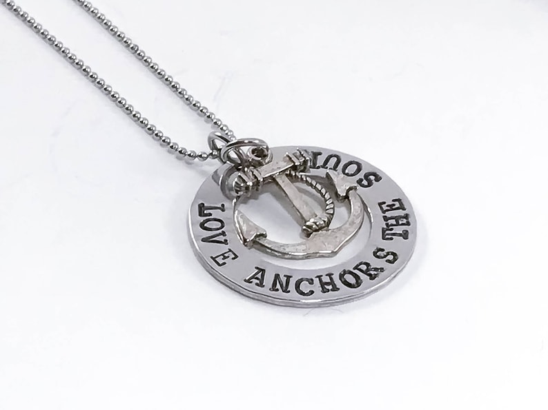 Love Anchors The Soul Necklace Personalized Hand Stamped Etsy
